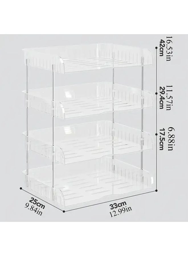 Transparent 3 Layer Stackable File Organizer Heavy Duty Plastic Open Shelving - Image 3